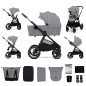 Комбинирана бебешка количка Kinderkraft NEA 2, PLATINIUM GREY