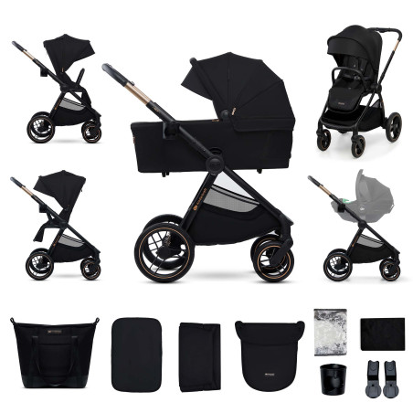 Комбинирана бебешка количка Kinderkraft NEA 2, MIDNIGHT BLACK