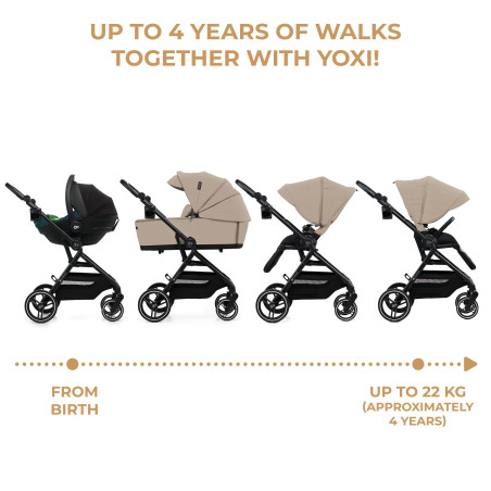 Kinderkraft YOXI бебешка количка 3в1 SAND BEIGE