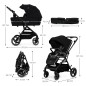 Kinderkraft YOXI бебешка количка 3в1 PURE BLACK Kinderkraft YOXI бебешка количка 3в1 PURE BLACK