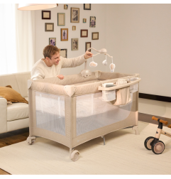 Kinderkraft LEODY UP сгъваема бебешка кошара с аксесоари GREY