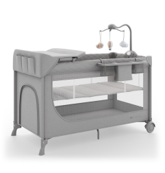 Бебешка кошара Kinderkraft LEODY UP с аксесоари, Grey