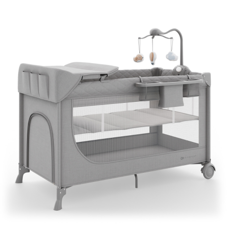 Бебешка кошара Kinderkraft LEODY UP с аксесоари, Grey