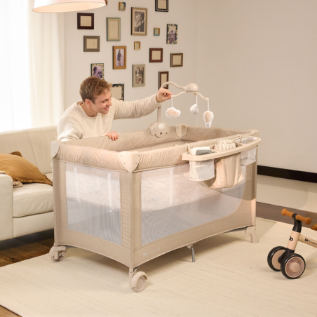 Kinderkraft LEODY UP сгъваема бебешка кошара с аксесоари BEIGE