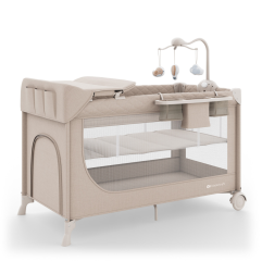 Бебешка кошара Kinderkraft LEODY UP с аксесоари, Beige