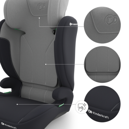 Бустер с облегалка Kinderkraft I-SPARK 2 PLUS, Grey