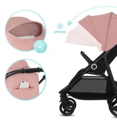 Бебешка количка Kinderkraft Grande Plus, Розова – снимка 6