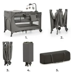 Kinderkraft JOY FULL 2 бебешка кошара с аксесоари DARK GREY