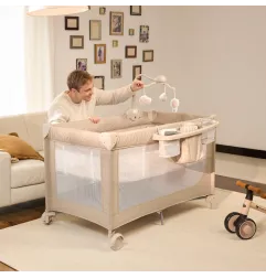 Kinderkraft LEODY UP сгъваема бебешка кошара с аксесоари GREY