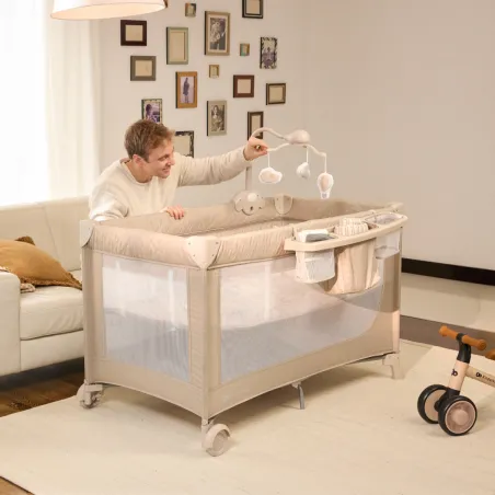 Kinderkraft LEODY UP сгъваема бебешка кошара с аксесоари GREY