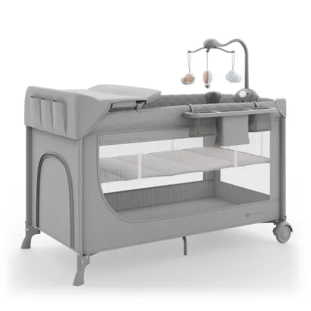 Бебешка кошара Kinderkraft LEODY UP с аксесоари, Grey