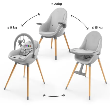 KinderKraft FINI UP столче за хранене GREY